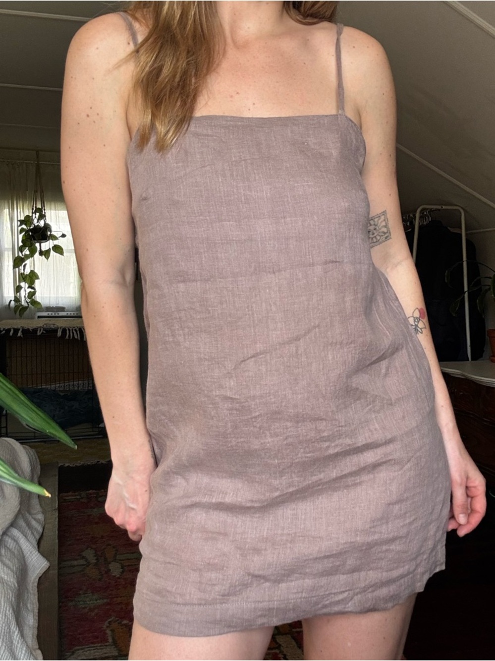 Linen Slip Mini Dress - Women's Casual Summer Dress